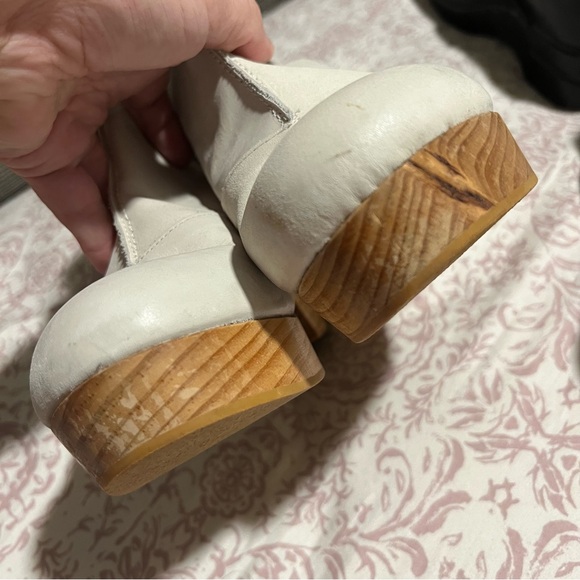 Free People Amber Orchard Clog Boots Wooden Platform White Leather Booties GUC - Picture 8 of 15